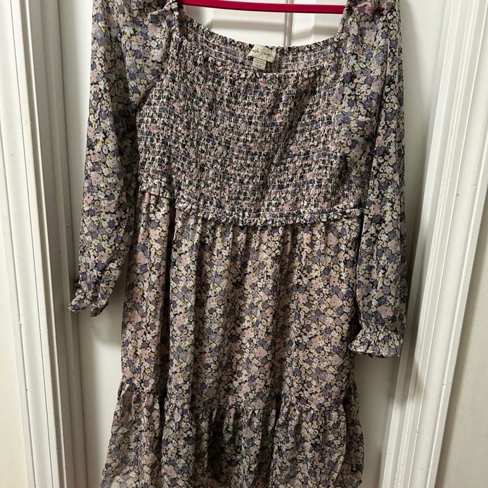 Charlie Paige Multicolor Floral Long Sleeve Dress